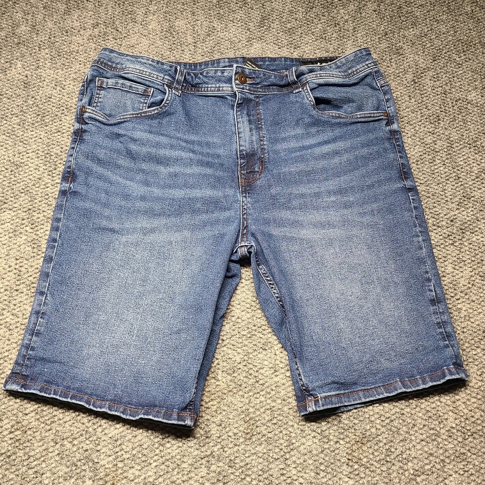 The Perfect Jean NYC Mens 38 Blue Whiskered Denim Slim Fit Stretch Shorts JS9T2